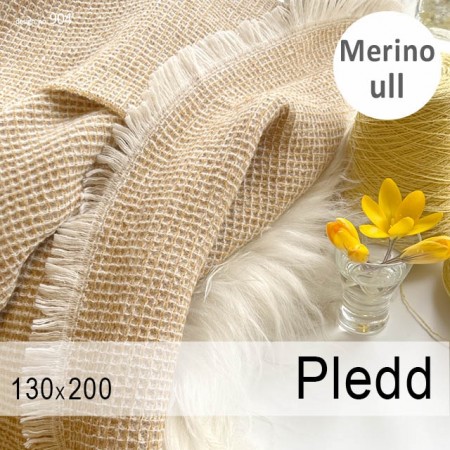 Merinopledd Vaffelvev Gul