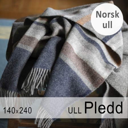 Stort pledd med striper Blåtoner