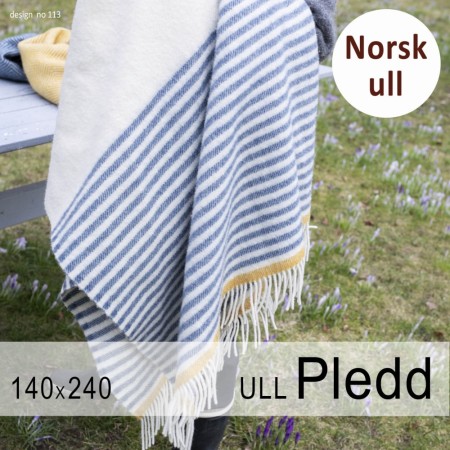 Hvitt med blå striper